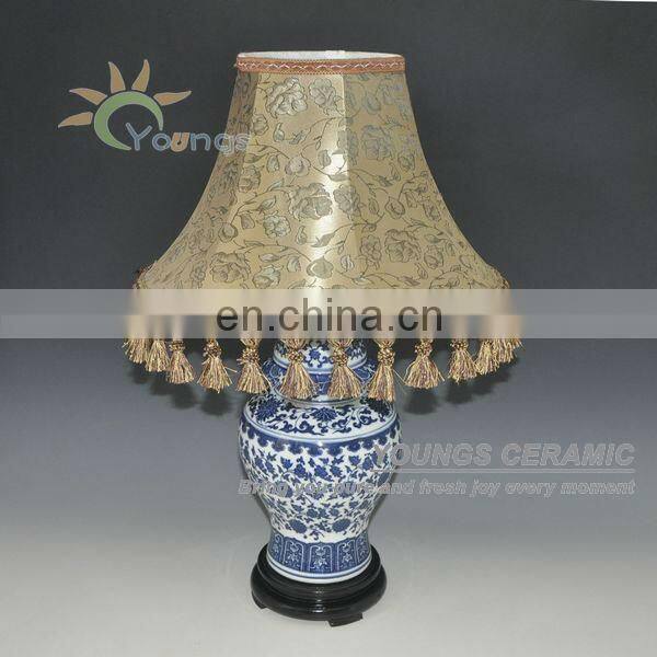 Chinese traditional blue white ceramic ginger jar table lamps for living room