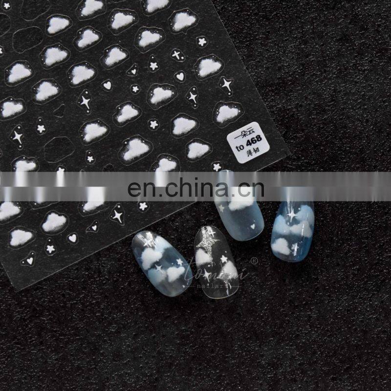 Hot Sell Ins FB Star Rainbow Cloud Japanese Nail Art Stickers 2 Designs Semi Self-Adhesive Nail Art 3D Decoration Sticker