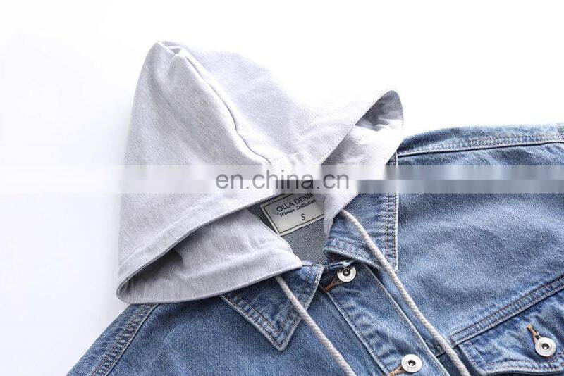 Factory Stock lot women denim jacket good quality jean jackets hooded ladies fashion tops