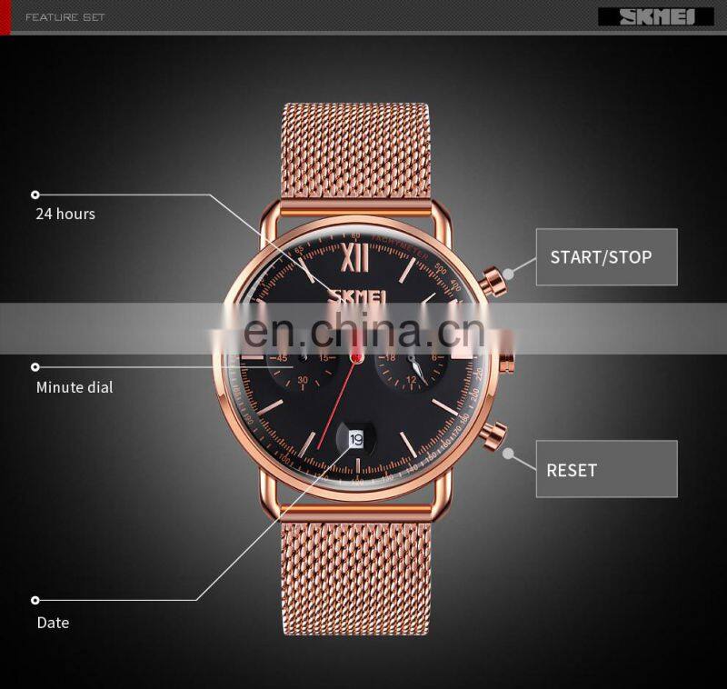 Skmei 9206 stainless steel watch jam tangan pria waterproof wristwatches men