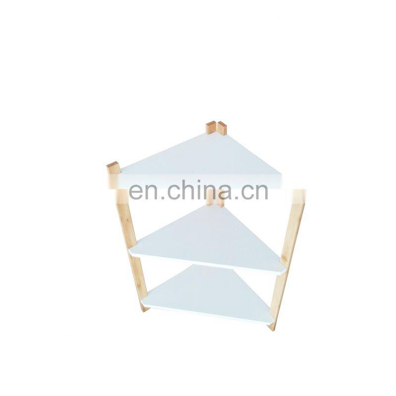 Bamboo Triangle Standing Shelf 3-Tier Storage Shelf In Bathroom