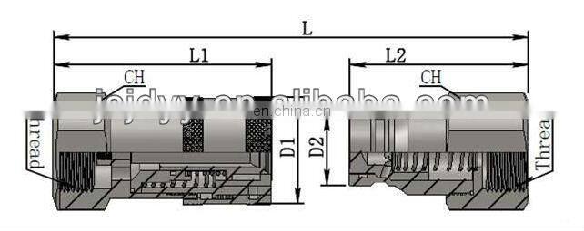1/4 NPT ISO 16028 hydraulic quick release flat face type release connect coupling excavator break hammer