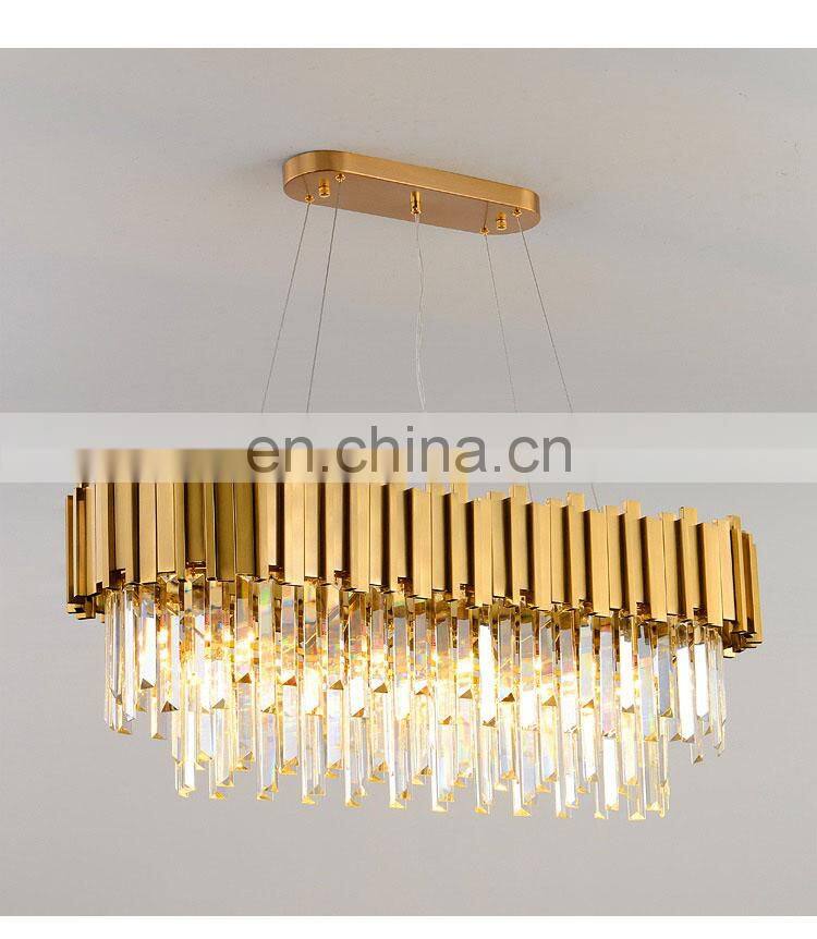 Hotel wedding lobby large decorative hanging light gold home modern stainless steel luxury crystal chandelier