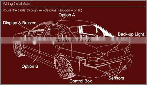 Hot selling lcd display parking sensor wireless with 4 rear sensors and bibi sound