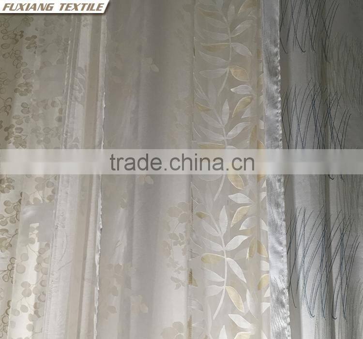 100% Polyester burn-out geometric/leaves/ branches window curtain fabric