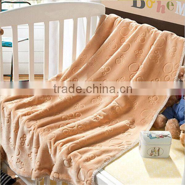 Pink warm soft embossing decor cheap children blanket