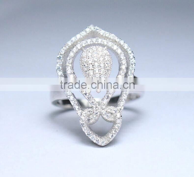 Crown Hollow Shape With AAA Cubic Zirconia Stone 925 Silver Party Rings