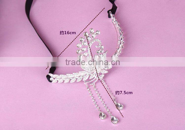 2015 Luxury Sparkling Sliver Plated Style Crystal Princess Wedding Party Crown Tiara Hairband Women Bridal Hairwear