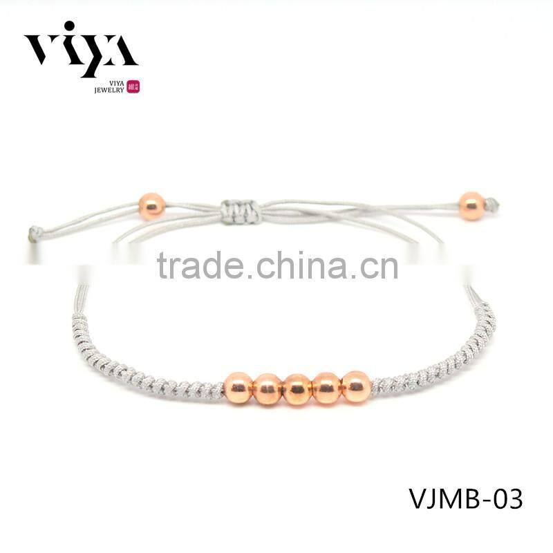 18kt Rose Gold Plated Beads Macrame Bracelet with red nylon rope