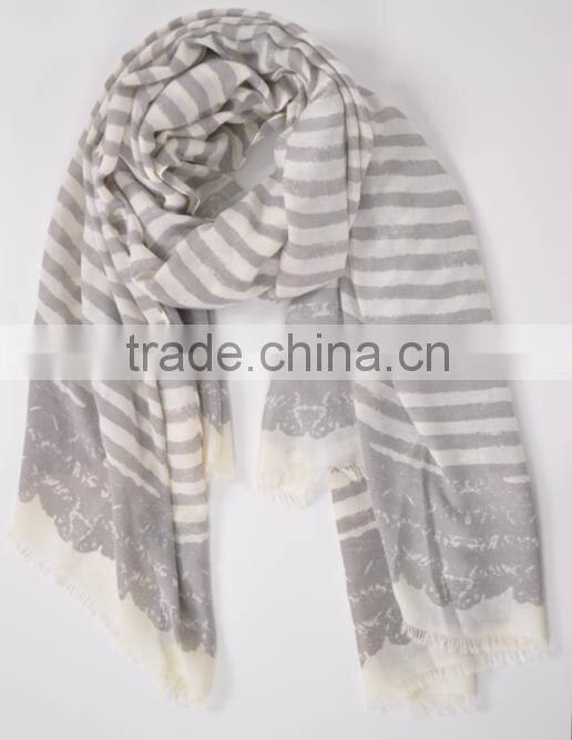fashion spring polyester strip printed scarf for man