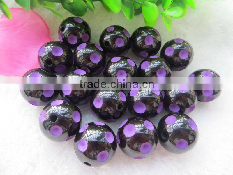 Jewelry 20mm Black with Lime Green Color beads HalloweenResin Polka Dot Beads for bulk bubblegum beads chunky necklace