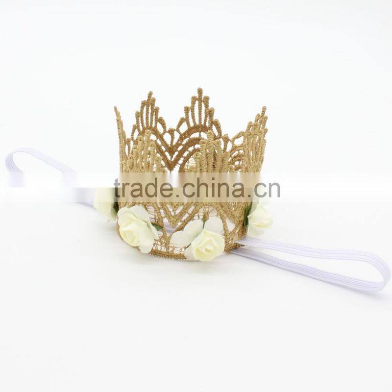 Hot-sales kids large crown Headband colorful crown flower headband wh-1795