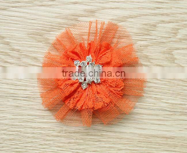 Artifical Lace Fabric Ballerina Flower With Rhinestones For Headband