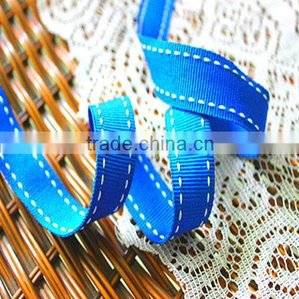 China wholesale yellow saddle stitches grosgrain polyester satin ribbon for gift packaging