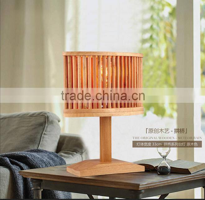 Handmade craft art wood modern table lamp for bedroom decor