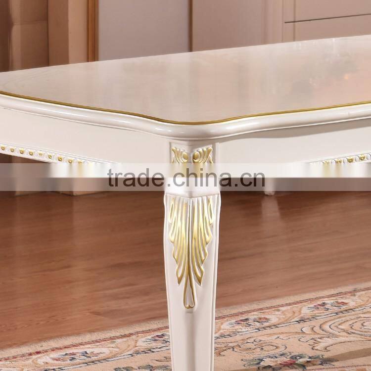 Luxury European solid wood banquet table hotel table and chairs with gold painted
