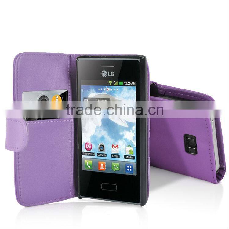 Wallet stand leather Mobile Phone case cover for LG E400 Optimus L3