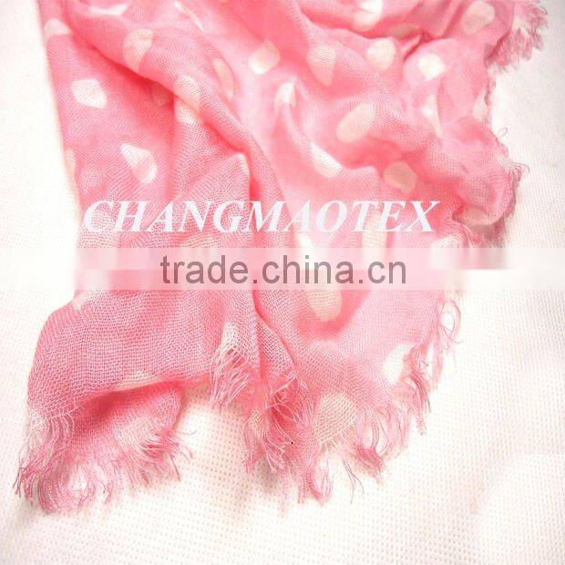 printed pink long polyester scarf