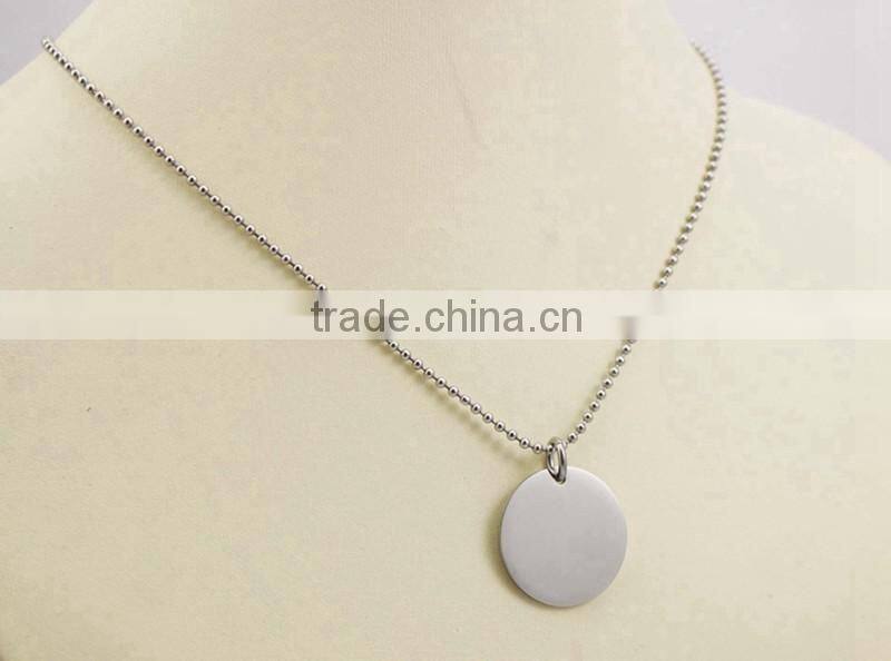 Blank Round Disk Pendant Fashion Ball Chain Necklace