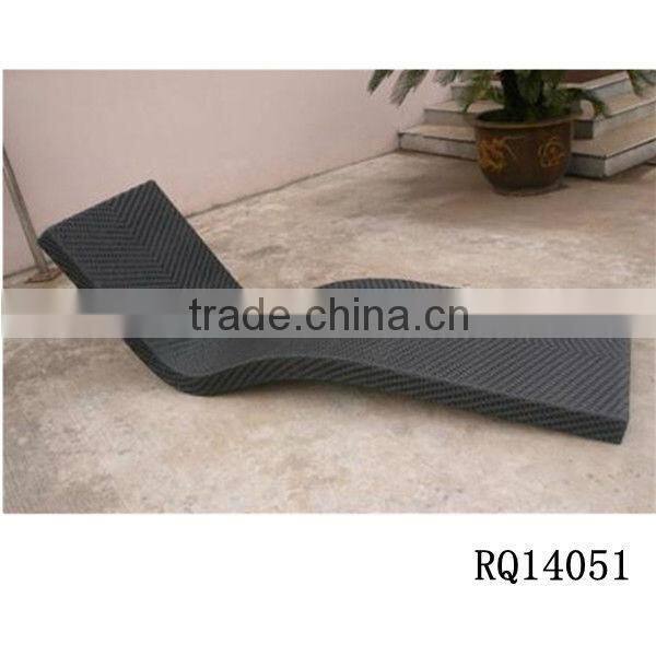 Garden Sunbed Lounger With Table PE Rattan