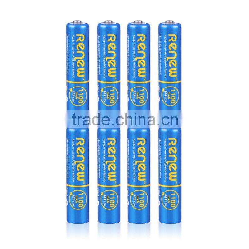 RENEW brand Ready-To-Use NiMH 1100mAh AAA Rechargeable Batteries, 8 Pack