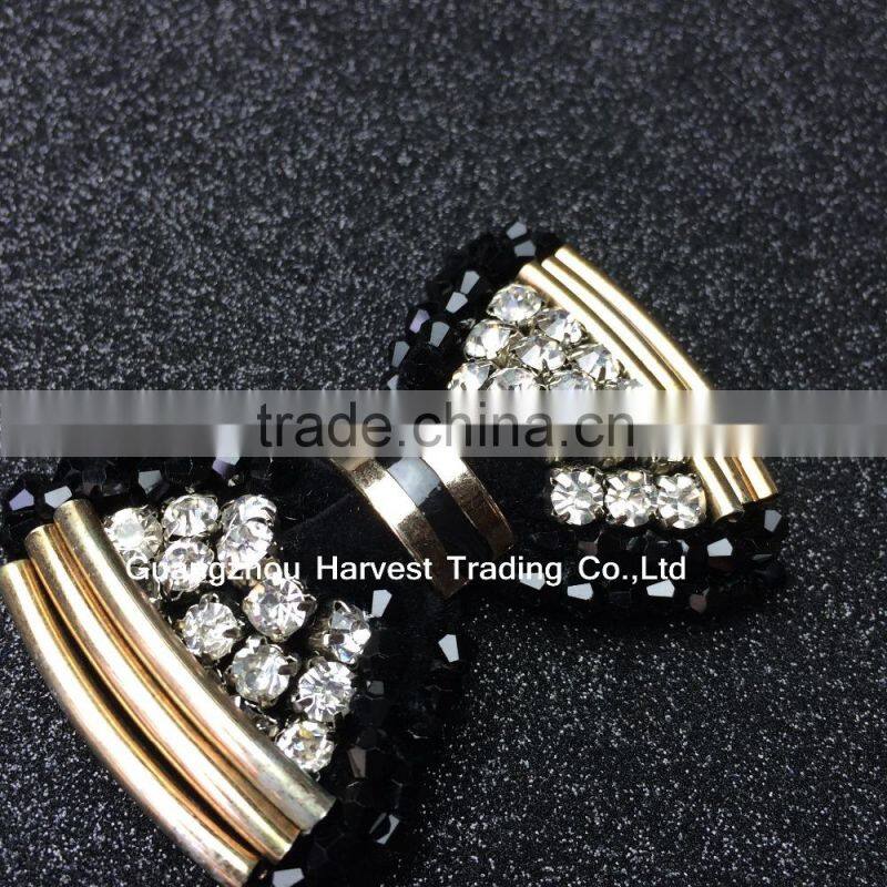 Beige Bow flower for shoe,Gold beads And Plastic Beads shoe flower decorations