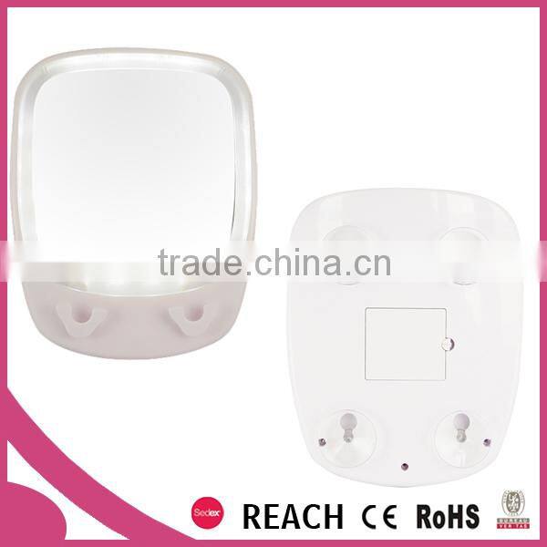 Suction cup magnifying shaving mirror with led lights