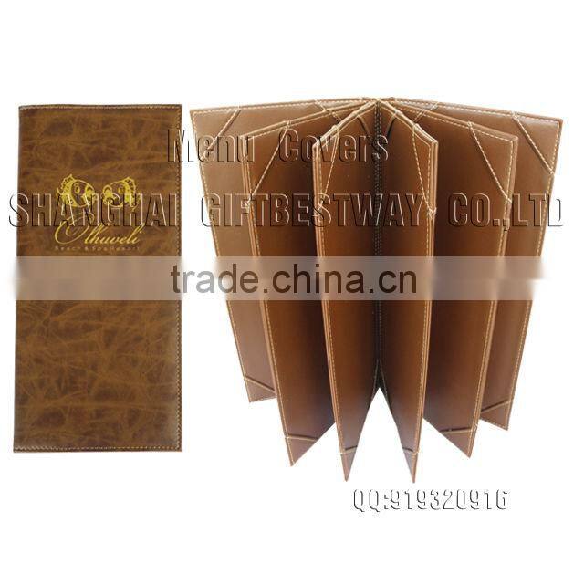 4 folder PU leather menu cover leather menu holder