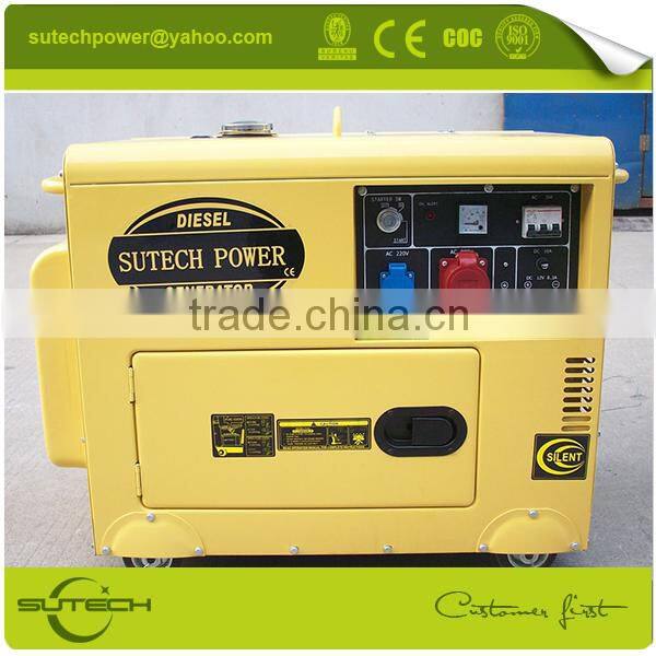 Low noise single phase 5kw portable 220V generator with soundproof and 4 wheels