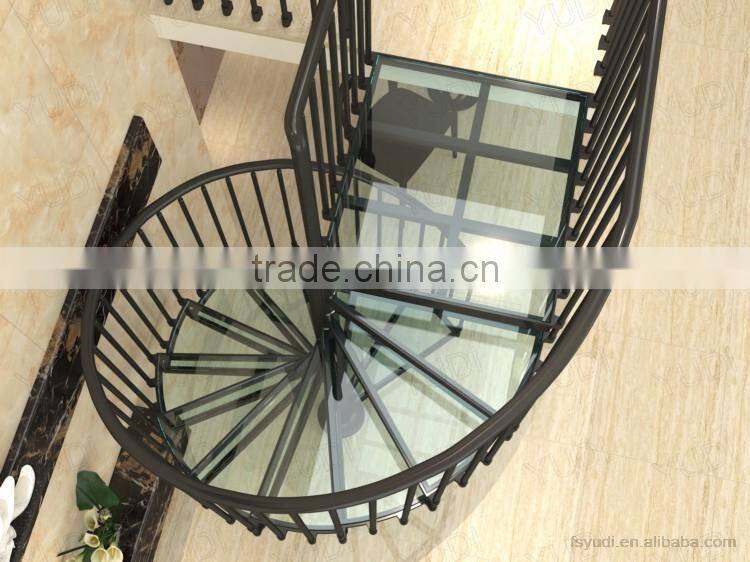 Australia Standard Black Color Aluminum Frame Indoor Glass Spiral Stair