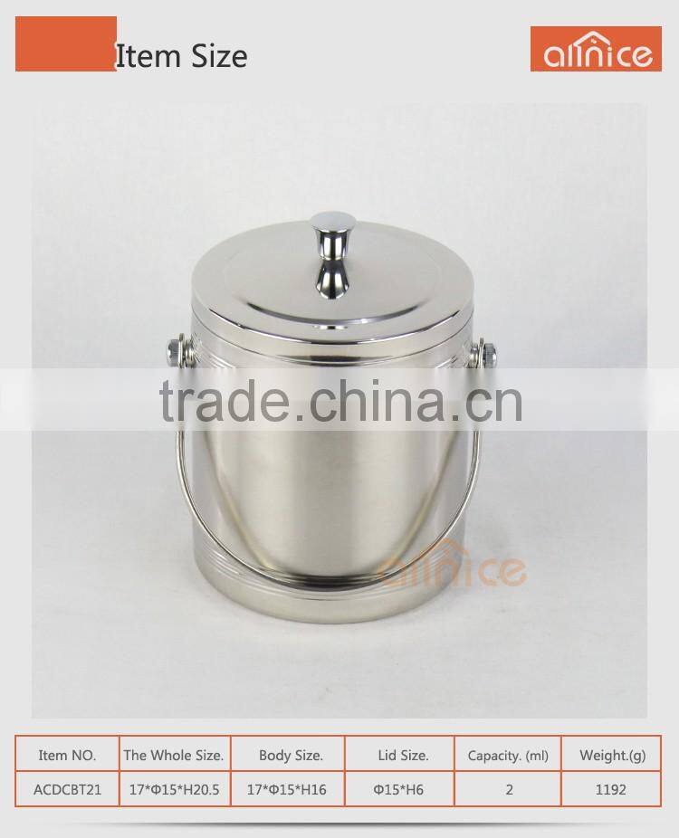 Top selling portable moving ice bucket/mental stainless steel ice cooler with rack&lid/ wine cooler pail