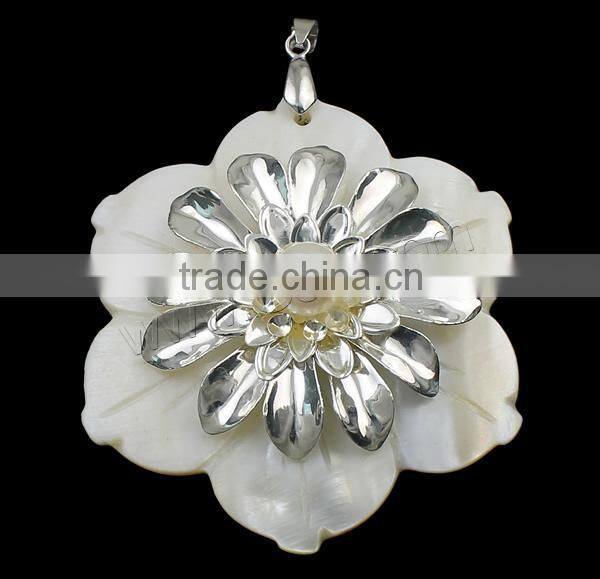 With Brass Bail & Pearl Natural Freshwater Shell Pendants