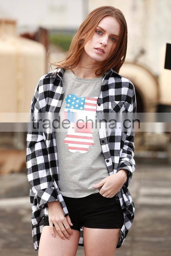 Hot Selling Fashion Women Long Sleeve Custom Plaid Shirt Wholesale Plaid Shirts Women