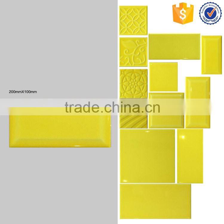 100x200 China bevel edge wall tile, glossy bathroom faux brick ceramic tiles