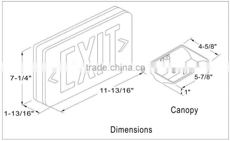 ET-100 UL listed LED rechargeable 2 sided exit sign