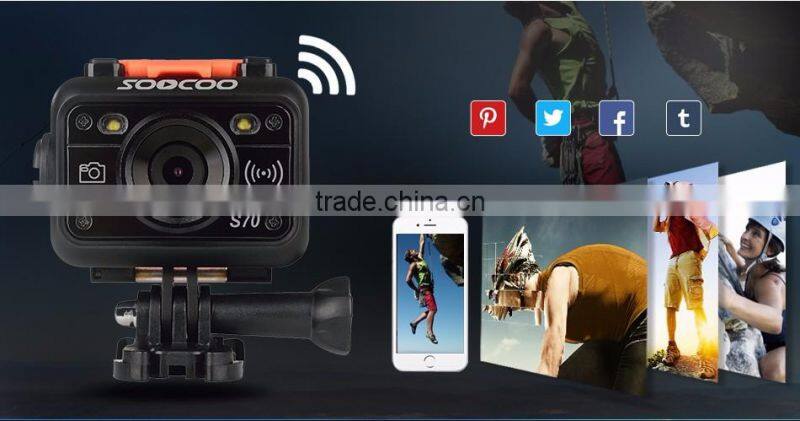 SOOCOO S70 WIFI Waterproof 2K Sports Cameras Full HD 170 Degree Wide-angle Lens(Add 1*Charger)