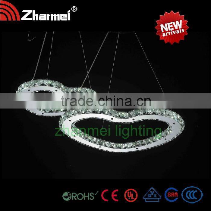 Modern Siver Sparking Crystal heart shaped Pendant Lamp