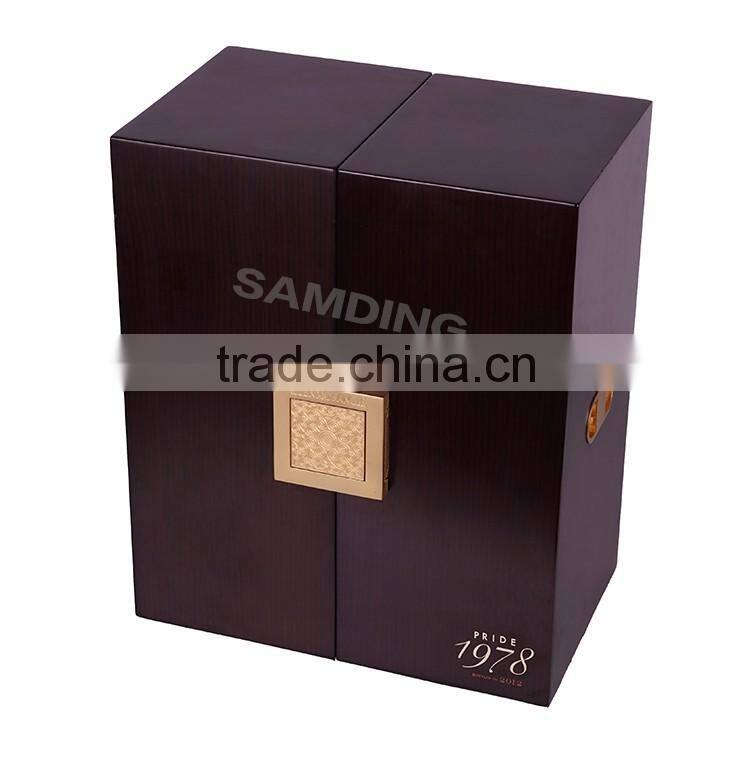 glossy lacquer finish personalized wooden wine box for 2 bottles prices
