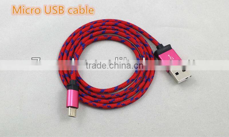Newest Colorful Metal Shell Braided Micro USB Charger Cable Cord for all smart phone