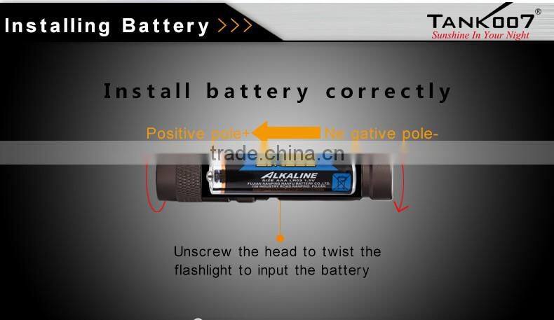 TANK007 Waterproof led torch E09 led mini flashlight