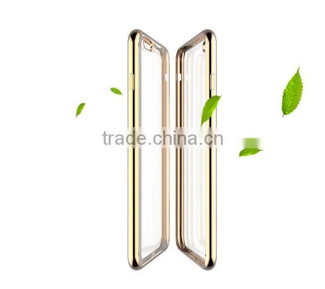 Luxury ultra slim Gold plating crystal clear tpu case for iphone 6 transparent soft phone bag cover