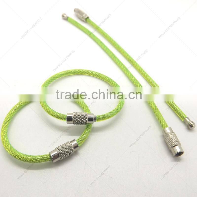 Outdoor Hiking Bright Green Stainless Steel Wire Key Ring