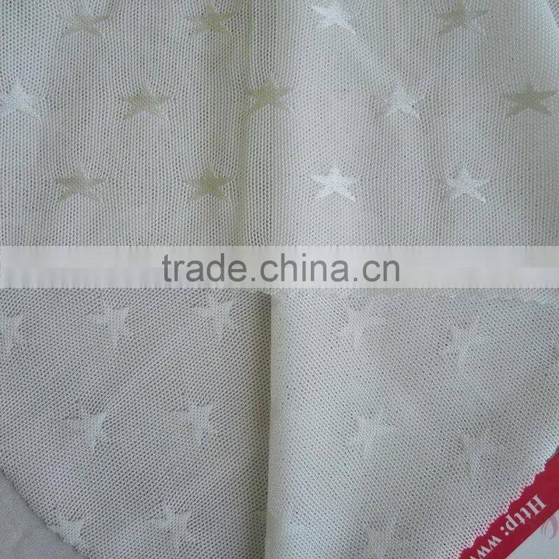 Factory new design 87/13 nylon spandex five-pointed star patern jacquard mesh fabric, dress jacquard mesh fabric