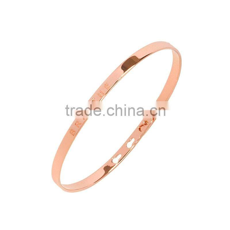 Memories Bangles with Customize Design Word 'BREATHE' with 4mm/7mm Width