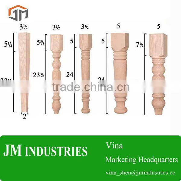Unfinished turned wooden table legs factory from china