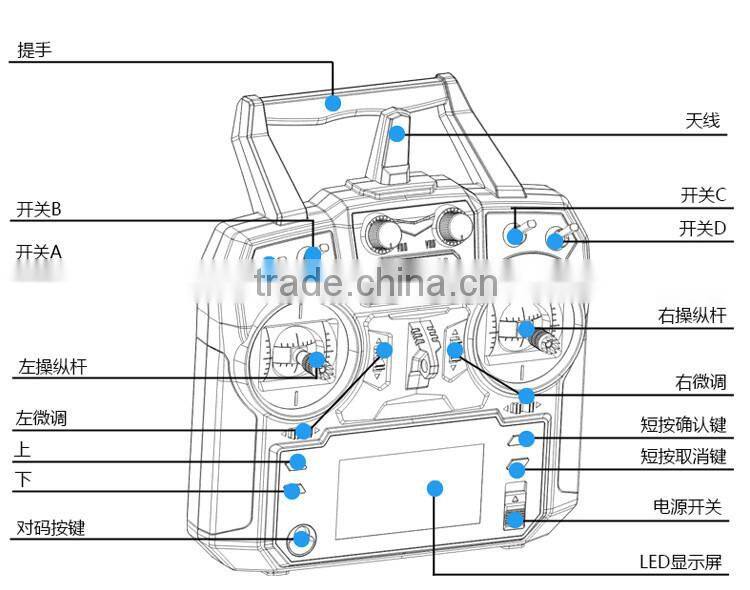 Foose FS-i6 2.4G data backhaul new six-channel model remote control model aircraft display compatible multiaxial Rc Spare Parts