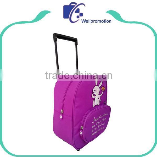 Wellpromotion colorful kids school trolley bag for girls