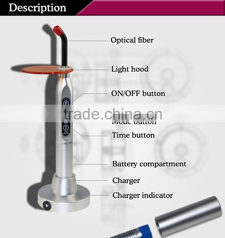 high quality metal case wireless valo led curing light