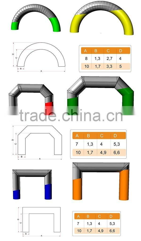 hot sale custom inflatable rainbow arch, inflatable finish line arch, inflatable entrance arch for sport race
