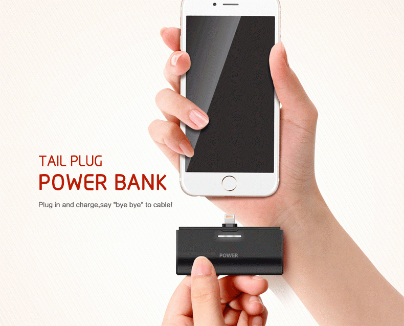 Shenzhen factory 2600mAh Wireless Mini tail plug power bank External Portable Battery Power Bank Charger For iPhone and Samsung